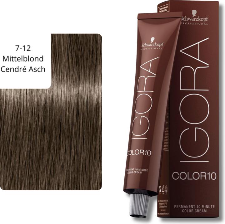Actual product image Schwarzkopf Professional Igora Color10 Hair Color (7-12 Medium Blonde Cendré Ash)