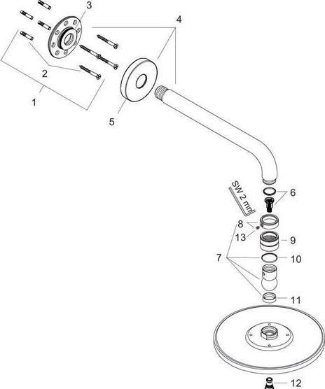 Produktbild hansgrohe Kopfbrause Set Raindance S 240 1jet 27474000 24 cm inkl. Brausearm 39 cm chrom (1 Strahlarten, 18 l/min)