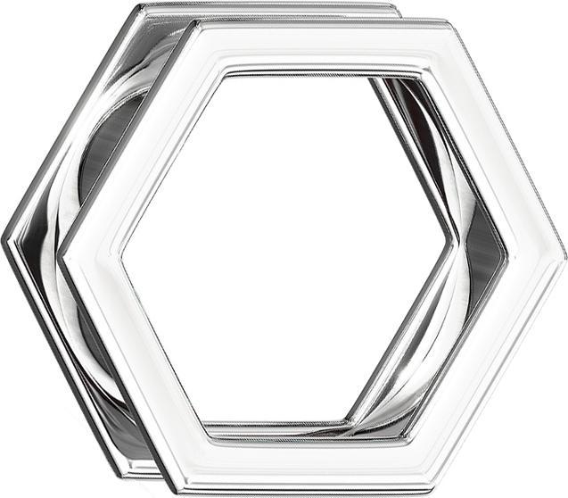 Star Piercing Flesh Tunnel silber Hexagon (ohne Messing, Chirurgenstahl 316L)
