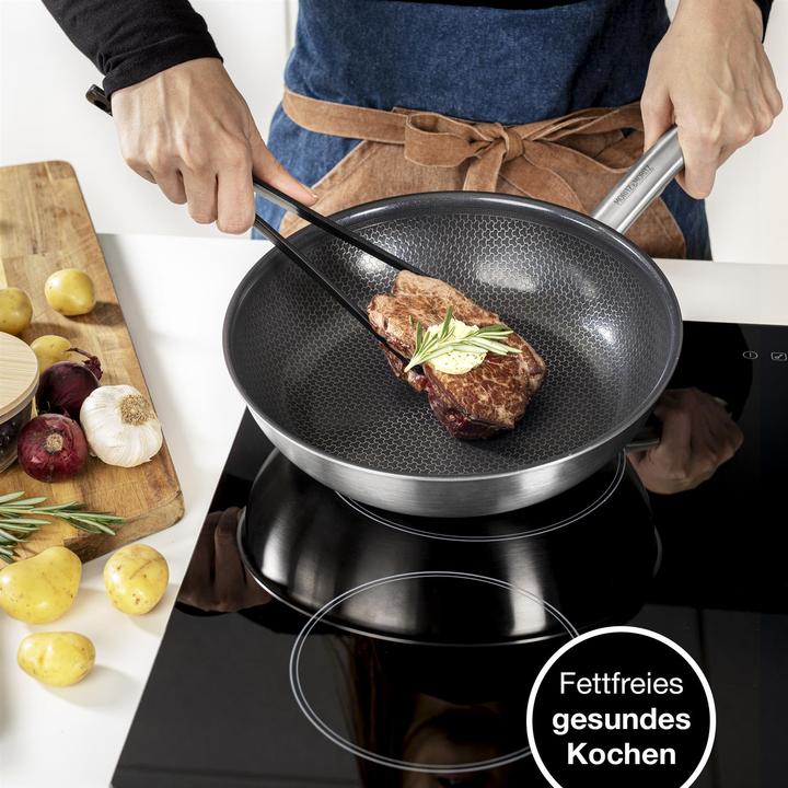 Image du produit Moritz & Moritz Poêle en acier inoxydable à structure alvéolaire 28cm avec revêtement céramique de dernière (Ensemble de casseroles et de poêles de cuisson, Acier inoxydable)
