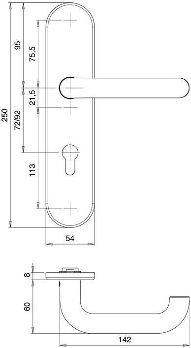 Immagine prodotto EDI Set di protezione Logo 8755/0292 Alluminio F1 92 mm 65-75 mm (Maniglia della porta)