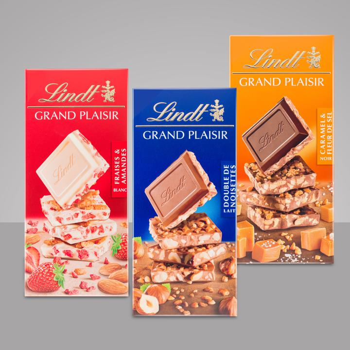Image du produit Lindt Tablette de chocolat Grand Plaisir Noir Caramel & Fleur de Sel (150 g)