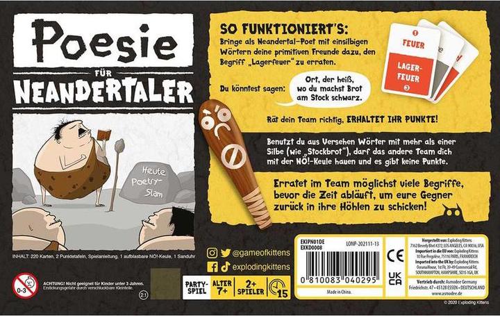 Actual product image Asmodée Poetry for Neanderthals (German)