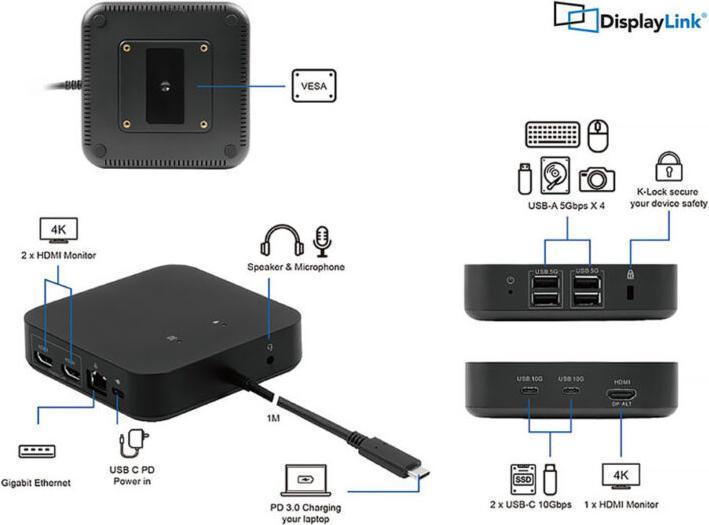Productafbeelding LMP Triple-DisplayDock 4K (USB-C, 12 Havens)