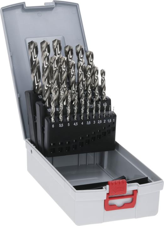 Bosch Professional Zubehör PRO Metal HSS-G Spiralbohrer-Set, 25-tlg. (6 mm, 12 mm, 1 mm, 6.5 mm, 5.5 mm, 10 mm, 10.5 mm, 12.5 mm, 1.5 mm, 7 mm, 11 mm, 3 mm, 5 mm, 8.5 mm, 11.5 mm, 8 mm, 2.5 mm, 9 mm, 3.5 mm, 4.5 mm, 2 mm, 7.5 mm, 13 mm, 9.5 mm, 4 mm)