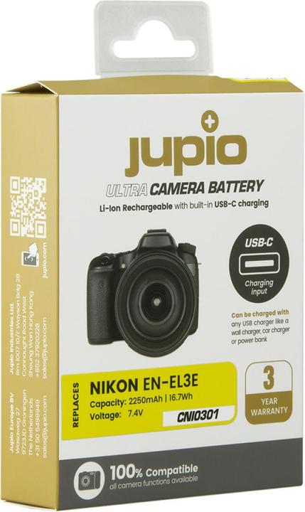 Immagine prodotto Jupio EN-EL3E Ultra C (ingresso USB-C) 2250mAh (Accumulatore di carica elettrica)