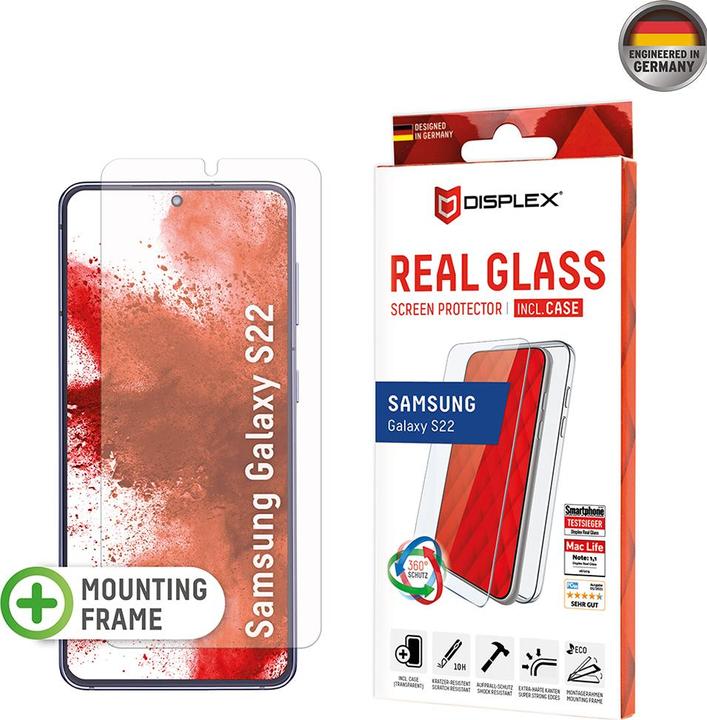 Produktbild Displex Real Glass, 2D Panzerglas + Handyhülle (1 Stück, Samsung Galaxy S22 5G)