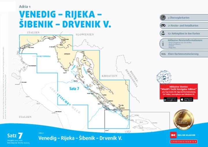 Immagine prodotto Sportbootkarten Satz 7: Adria 1 (Ausgabe 2025/2026)