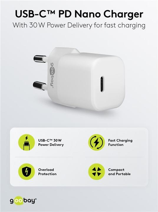 Produktbild Goobay USB-C Nano Schnellladegerät mit GaN Technologie (30 W)