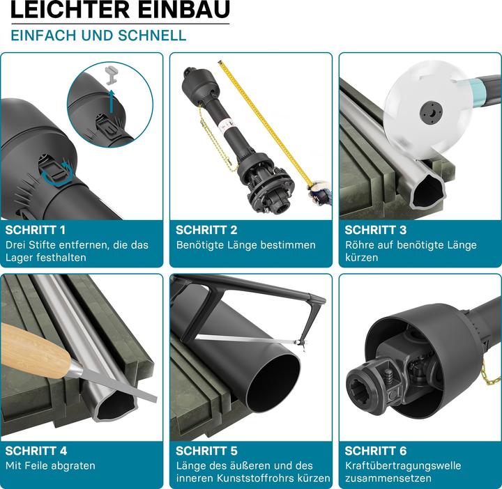 Produktbild Wiltec Zapfwelle T4 Gelenkwelle 900-1170mm 460Nm 540U/min PTO-Shaft 40kW 1 3/8" 6 Zähne (Traktorzubehör)