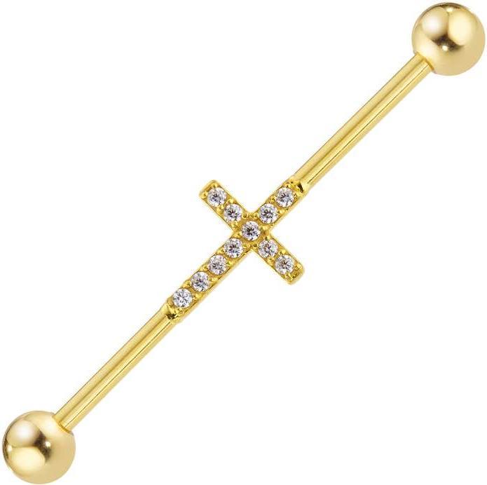 Produktbild Bijouteria Industrial-Piercing (PVD Beschichtung (goldfarbig), Chirurgenstahl 316L, Zirkonia)