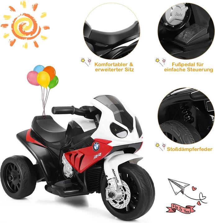 Produktbild Homcom Kinder Elektro Motorrad mit Licht- und Soundeffekte BMW S1000 RR Rot (6 V)