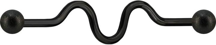 Image du produit Star Piercing Barbell noir zig zag avec deux boules mouchetées (Acier chirurgical 316L)