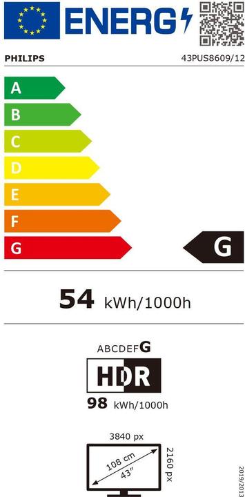 Energie-Label Philips 43PUS8609/12 (43", LCD, 4K, 2024)
