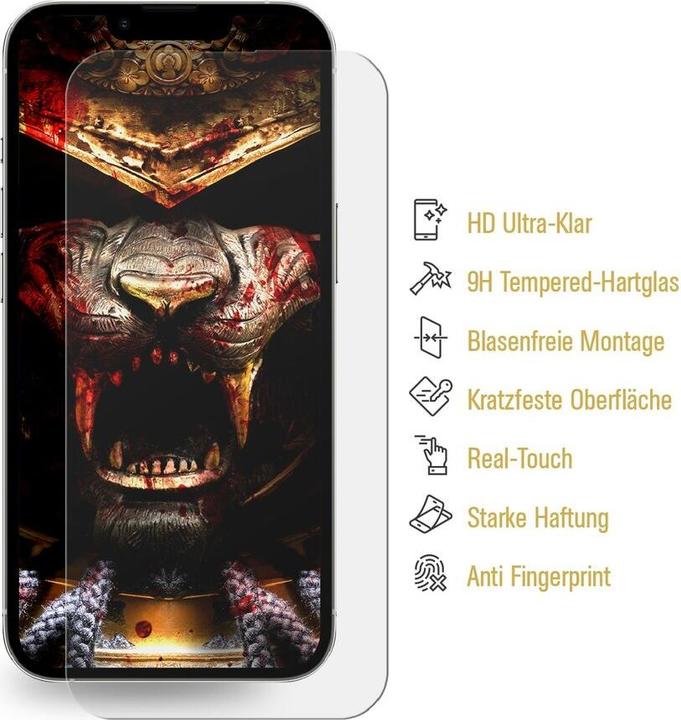 Produktbild Protectorking 1x 3D A++ echtes Tempered 9H Panzerhartglas KLAR (1 Stück, Apple iPhone 13 Pro Max)