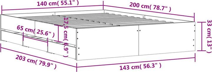 Actual product image VidaXL Bed frame with drawers 140 x 200cm (140 x 200)