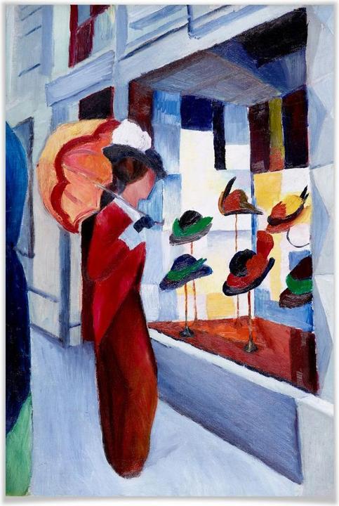 Actual product image Trenddeko Macke - woman with parasol in front of hat store (60 x 90 cm)