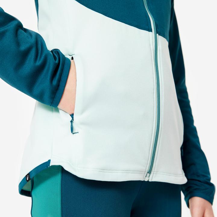 Actual product image Decathlon Girls' training jacket fitted - blue/green (122)