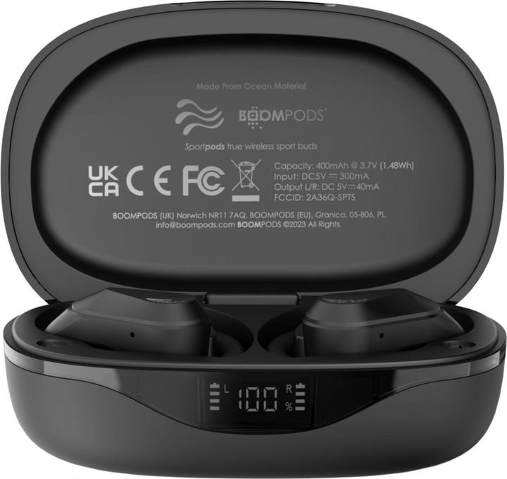Actual product image Boompods Sportpods Ocean TWS Black (ANC, 6 h, Wireless)