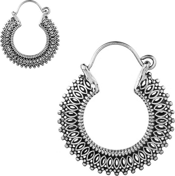 Produktbild Star Piercing Ohrring silber drei Muster Creole (Messing)