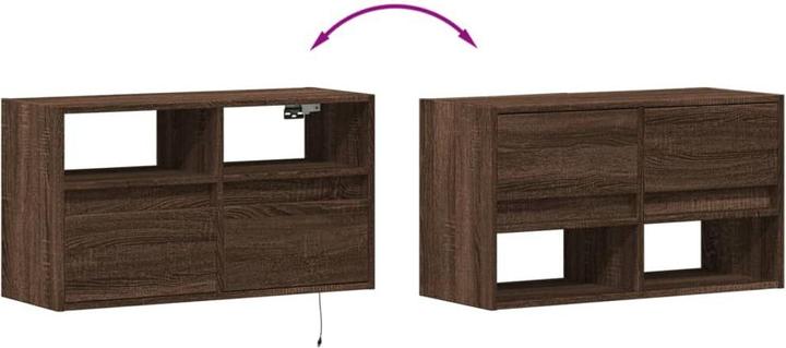 Actual product image VidaXL TV cabinet Wall unit Lowboard Hanging LED lighting Brown oak-look
