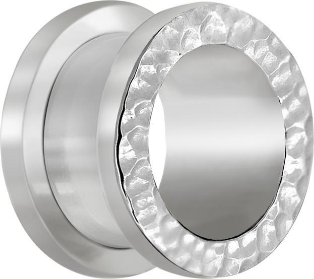 Actual product image Star Piercing Flesh tunnel silver hammer blow (without brass, Surgical steel 316L)