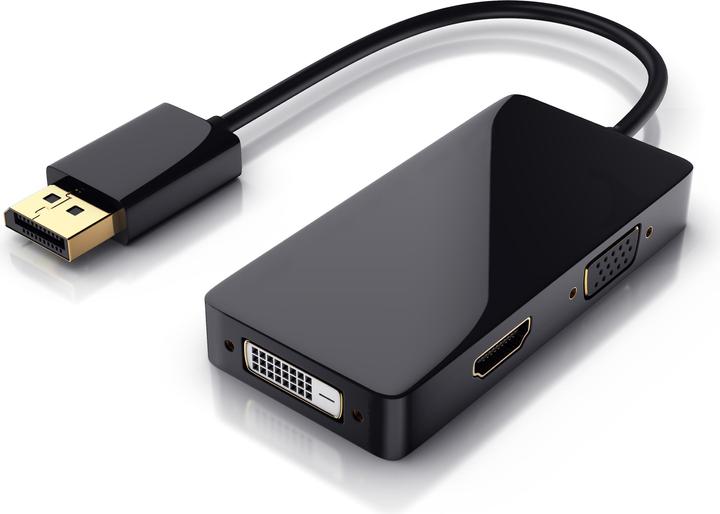 CSL 3in1 DisplayPort auf HDMI Adapter, HDMI DVI VGA Video Adapter, 15 cm, Konverter-Kabel, Full HD 1080p (DVI, HDMI, VGA, 10 cm)