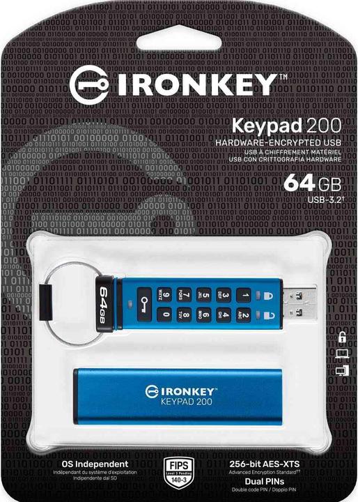 Produktbild Kingston IronKey Keypad 200 (64 GB, USB-A)