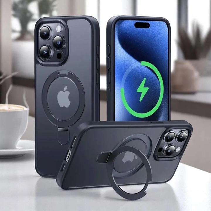 Produktbild RPD Apple iPhone 16 Pro Max - MagSafe Stand Etui mit Kameraschutz, grau, matt (Apple iPhone 16 Pro Max)