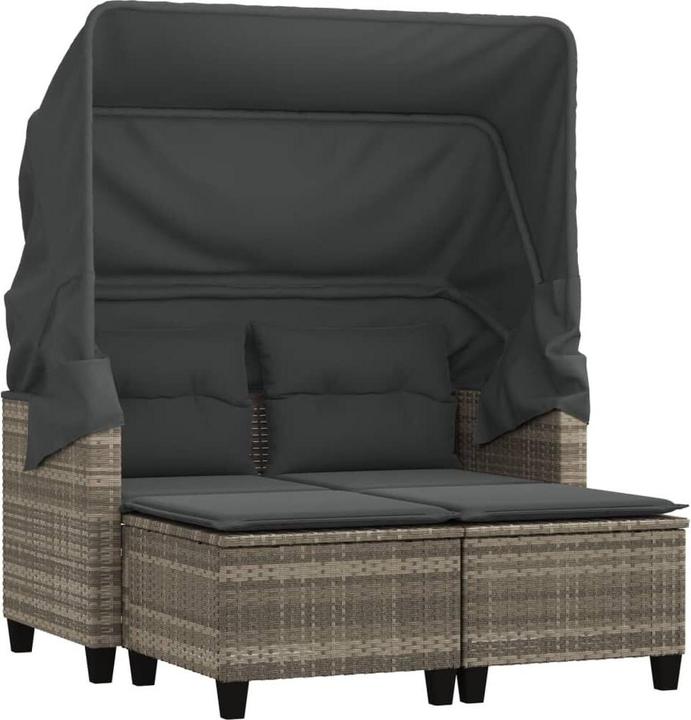 Image du produit VidaXL Canapé de jardin 2 places avec toit et poufs