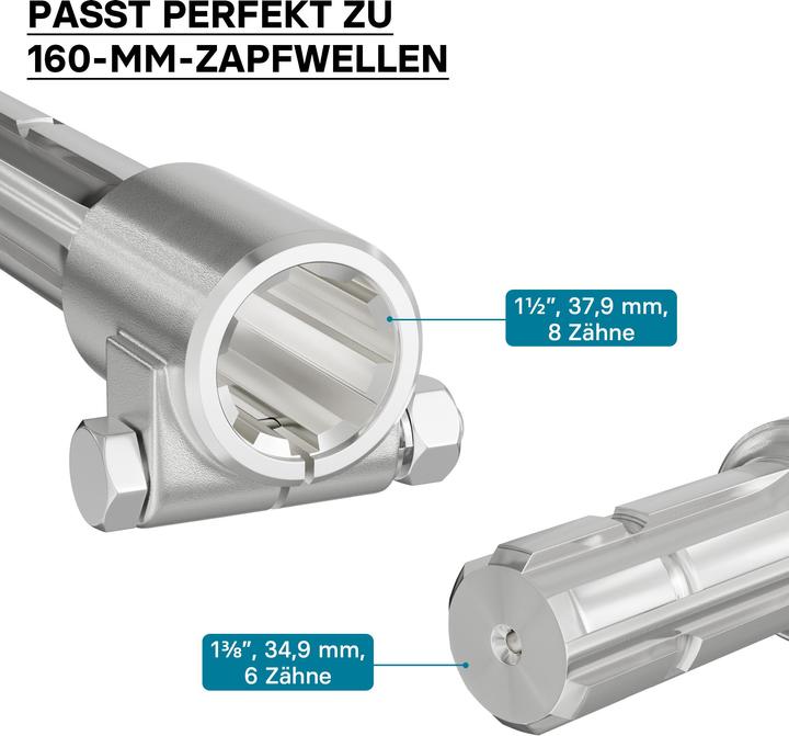 Actual product image Wiltec Adaptor Sleeve for PTO Shaft 160 mm w/ 8-32x38x6 Spline Housing and 1 3/8" 6T Output Shaft Trac (Tractor accessories)
