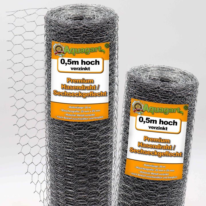 Produktbild Aquagart 180m Sechseckgeflecht Kaninchendraht Hasengitter Hasendraht 50cm 25mm x 25mm