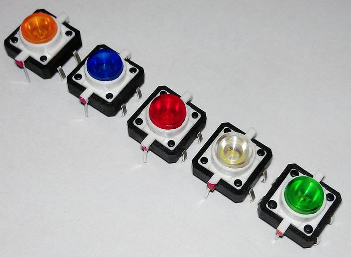 Actual product image OEM Set: 5 illuminated PCB switches 12x12mm