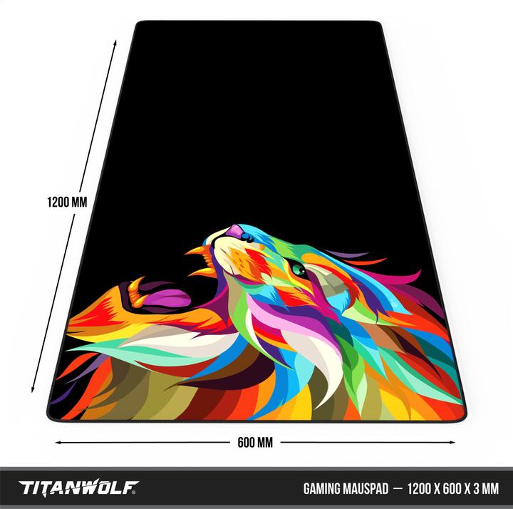 Actual product image Titanwolf Gaming mouse pad, XXXL Speed mouse mat 1200 x 600 mm, speed & precision, Colour Lion 2 (XXL)