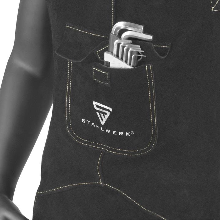 Actual product image Stahlwerk Black welding apron made from high-quality split leather (XL)