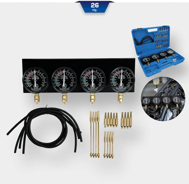 Produktbild Brilliant Tools Synchron-Vergaser-Testgerät | mit 4 Synchronuhren | 26-tlg.