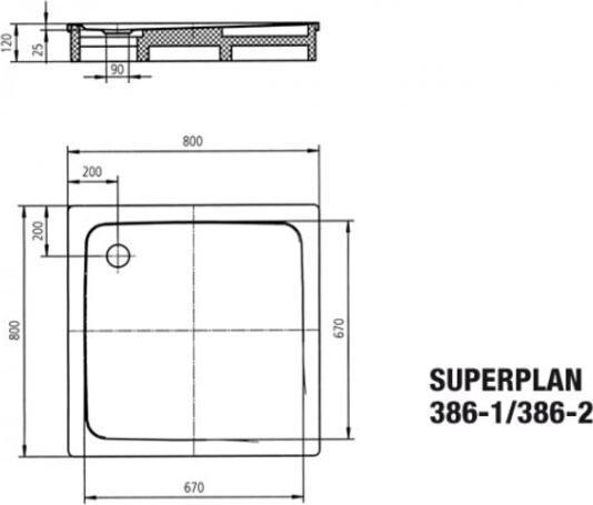 Immagine prodotto Kaldewei Superplan 386-2 80x80cm con supporto in polistirolo