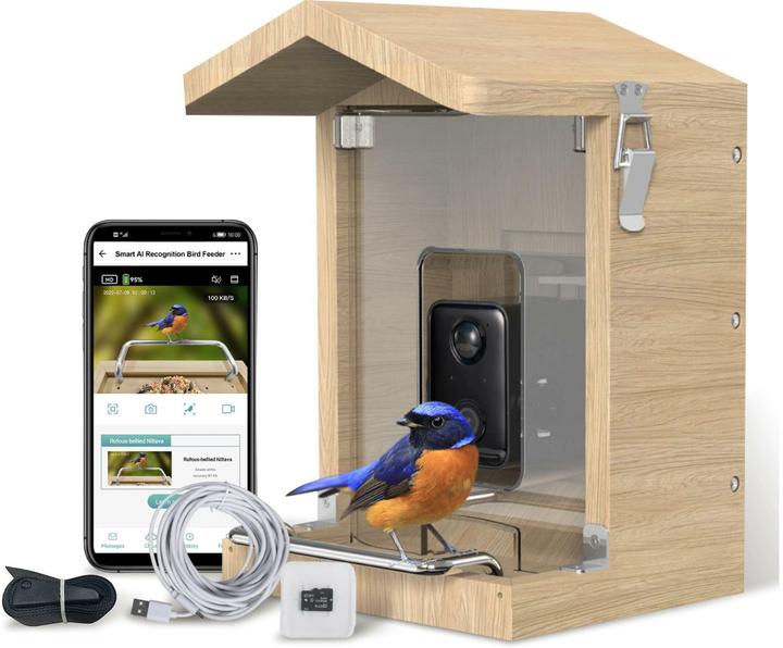 Sanilu Clean Sanilu Vogelfutterhaus mit Kamera ohne Solarpanel, Grundfarbe