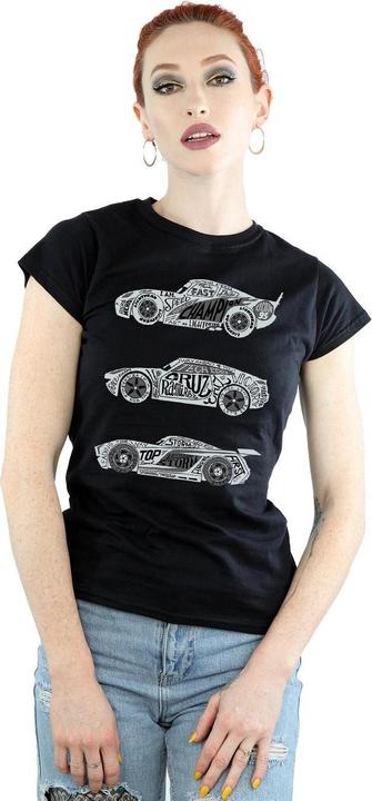 Actual product image Disney Womens/Ladies Cars Text Racers Cotton T-Shirt (XXL)