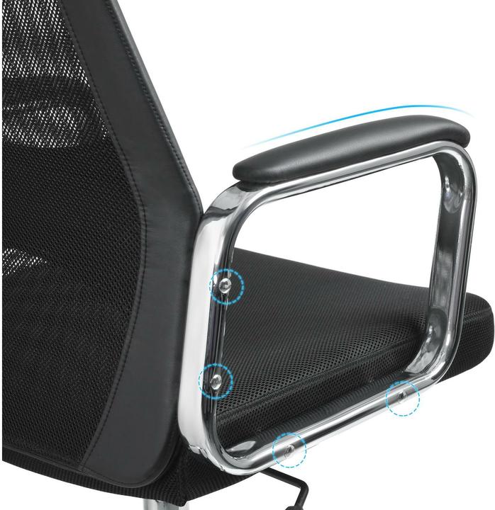 Actual product image Songmics Office chair, OBN33BK faux leather black, chrome frame