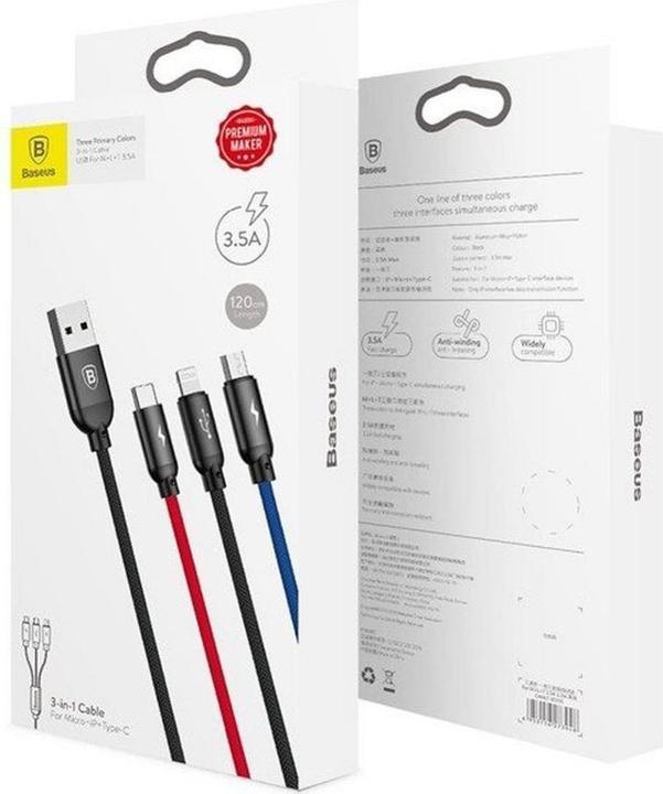 Image du produit Baseus Trois couleurs primaires 3 en 1 (0.30 m, USB 2.0)
