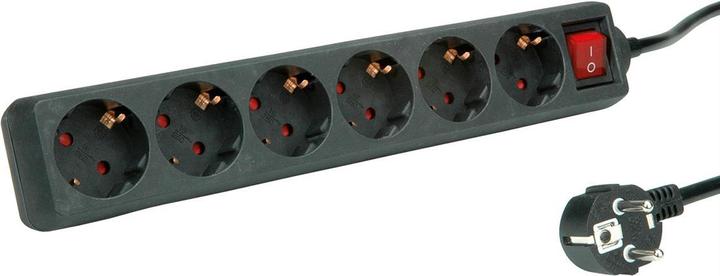 Actual product image Roline 6 outlet power strip with switch black 6m (6 x, CEE 7/3, 6 m)