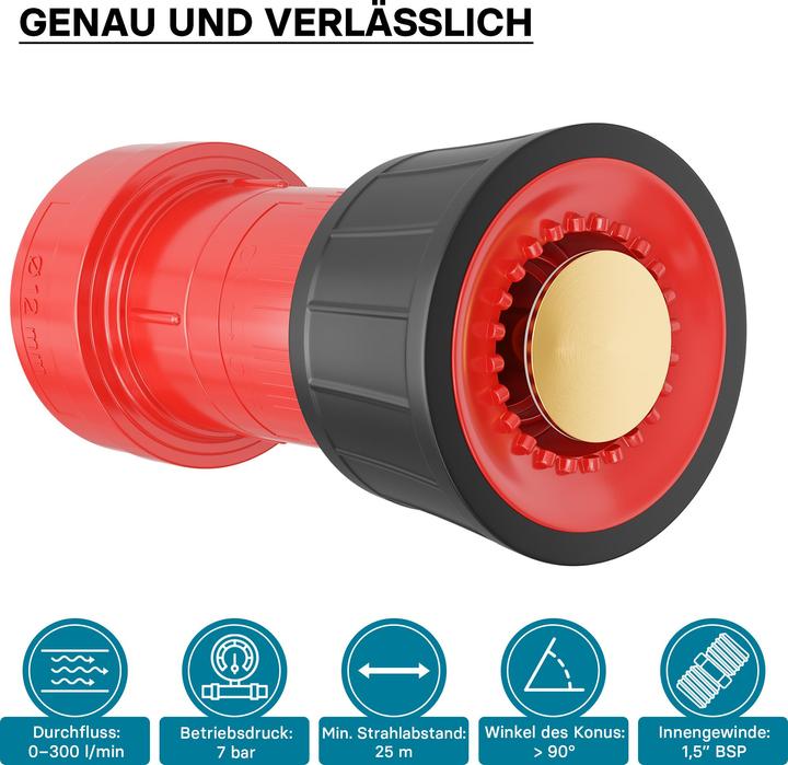 Image du produit Wiltec Buse de lance d'incendie Bec de tuyau d'incendie petit jet 1.5 pouce pompiers, chantiers