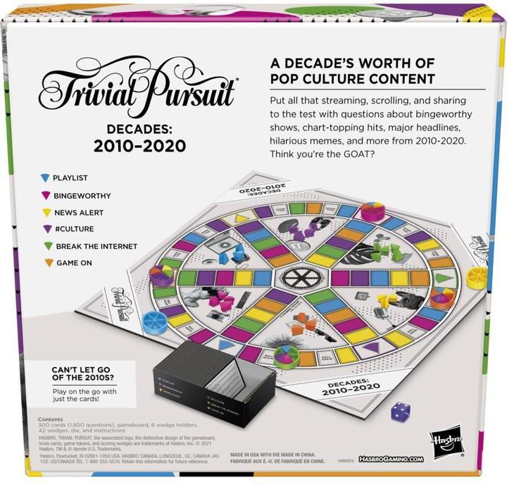 Image du produit Hasbro Gaming Trivial Pursuit Decades 2010 to 2020 Jeu de société Trivia (Finlandais)