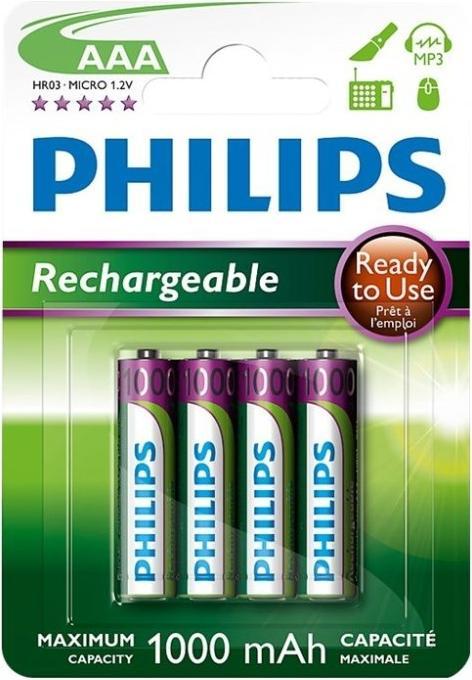 Actual product image Philips Rechargeable (4 pcs., AAA, 1000 mAh)