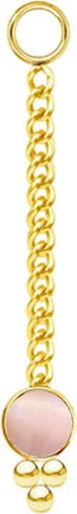 Immagine prodotto Star Piercing Anhänger vergoldet Kette mit Anhänger pinker Katzenauge Stein drei Kugeln (senza ottone, Acciaio chirurgico 316L, Mnerale)