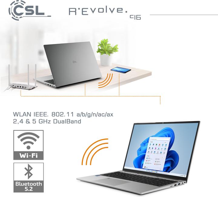 Actual product image CSL Notebook R'Evolve C16 / 64GB / 1000GB / Windows 11 Home (16", Intel Core i5-1235U, 64 GB, 1000 GB, DE)