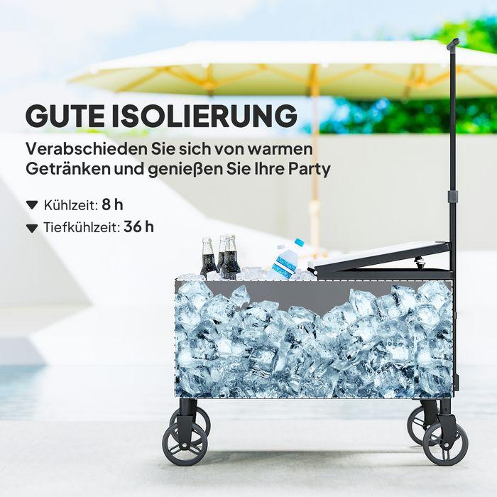 Produktbild Swisshandel24 76L Kühlwagen Servierwagen mit Rädern Flaschenöffner Deckel Griffe Kühlbox (76 l)