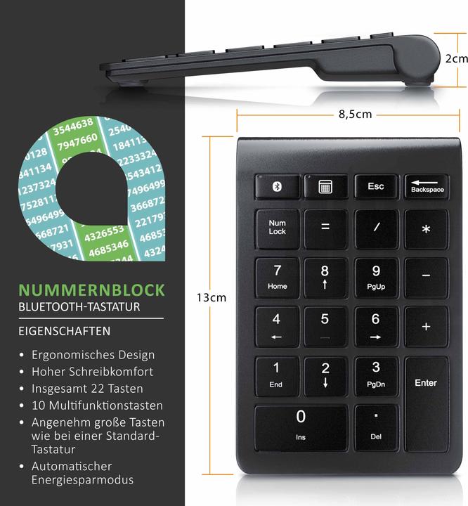 Immagine prodotto Aplic Bluetooth Numpad (Tastierino numerico, Senza fili)