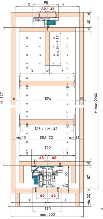Image du produit HAWA Coulisses à sortie totale Hochschrank-Front-Fort-Forte pour constructions en bois